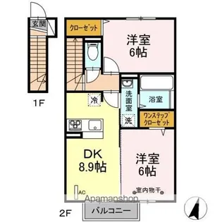 福島県福島市大森字唐橋【アパート】の間取り
