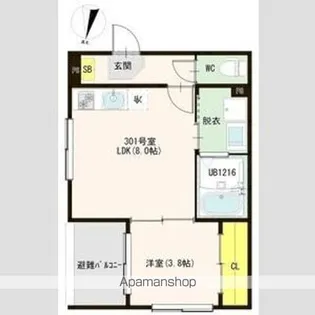 コロンヤマシナ【3階】の間取り