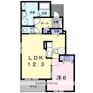 HEART未来 政枝 C【1階】の間取り
