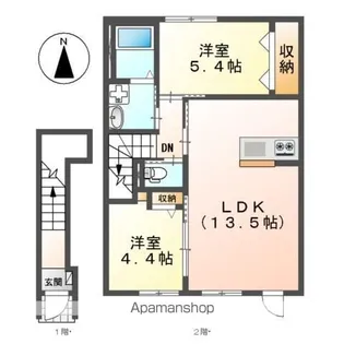 仮)リバーヒルズ里庄【2階】の間取り