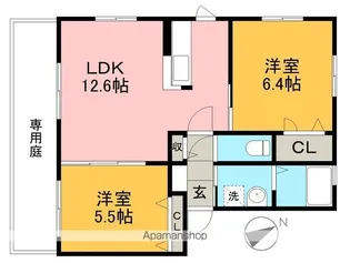 ヴィラージュヌフ Ⅷ棟【1階】の間取り
