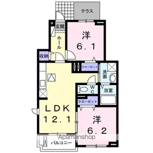 リバーベルB【1階】の間取り