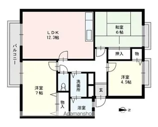 サンガーデン貝塚 B棟【102号室号室】の間取り
