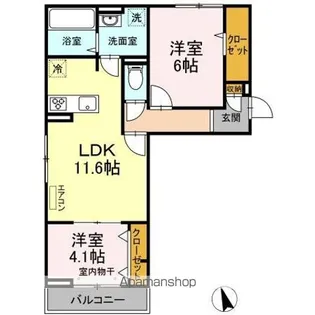 ラ ポルトII【2階】の間取り