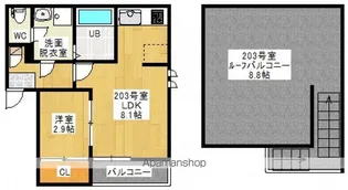 GRANDTIC GACHA ’ALUA (ガチャ アルア)【203号室号室】の間取り