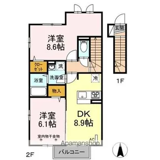 福島県福島市笹谷字片目清水【アパート】の間取り
