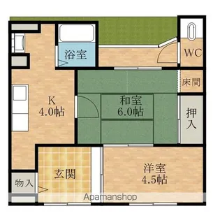 南上町1丁目平屋アパート【2号室】の間取り