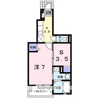 イセ ソラージュⅡ【102号室】の間取り