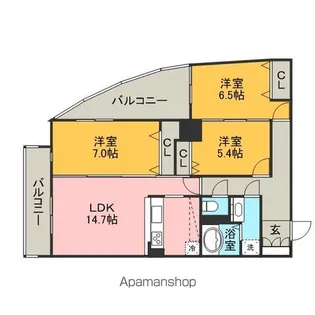 S−FORT警固タワー(旧サムティ警固タワー)【8階】の間取り