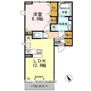 プランドール加納【1階】の間取り