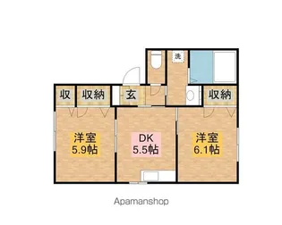 サントゥールA【102号室】の間取り