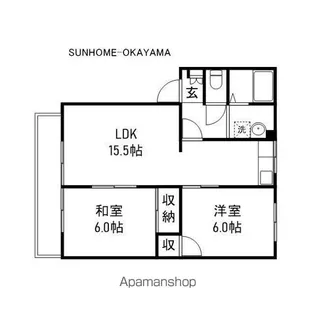 岡山県岡山市南区古新田【アパート】の間取り