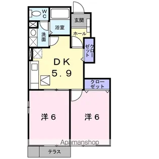 カーサ プレシードB【1階】の間取り