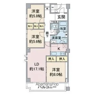 3LDKの間取り画像