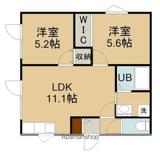 函館山麓ストーリー(ハコダテサンロクストーリー)【レッド号室】の間取り