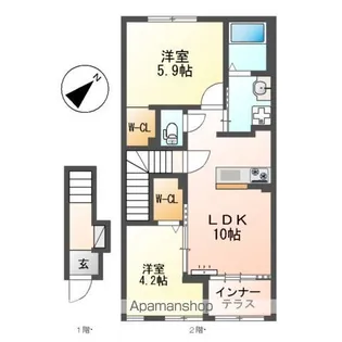 大阪府泉大津市板原町2丁目【アパート】の間取り