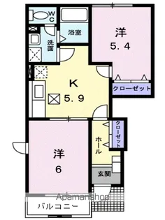 ベルオーブメゾンB【1階】の間取り