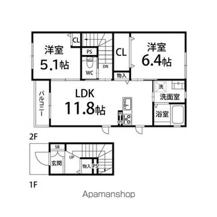 リバイブC【202号室】の間取り
