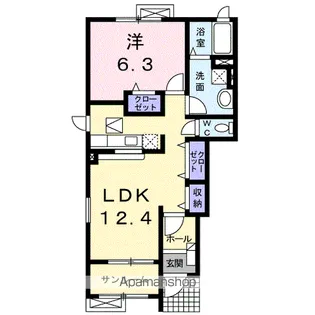 メリットハウス・河東【1階】の間取り