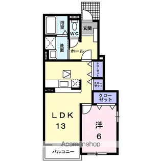 トゥジュールヴェール【1階】の間取り
