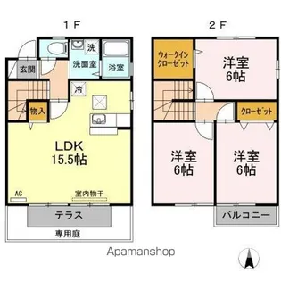 ローズコートC・D棟【1階】の間取り