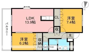 アグアカリエンテ【2階】の間取り