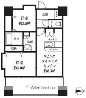 東京都新宿区西新宿8丁目【マンション】の間取り