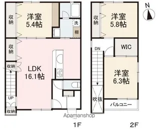 サンク・プレジール【1階】の間取り