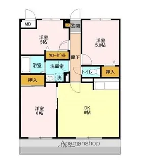 ローズ・ウッド【3階】の間取り