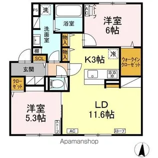 ORKA VILLAGE F【202号室】の間取り