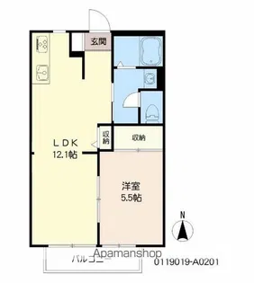 カフリエ山之内【2階】の間取り