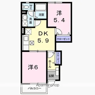 アンソレイエ【1階】の間取り