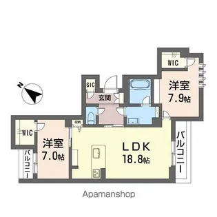 シャーメゾンプレミア鹿児島駅前【2階】の間取り