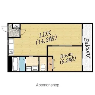 シャトー若杉マンション【5階】の間取り