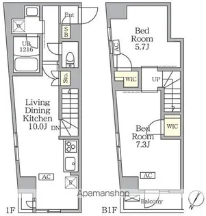 アジールコート三宿テラス【1階】の間取り