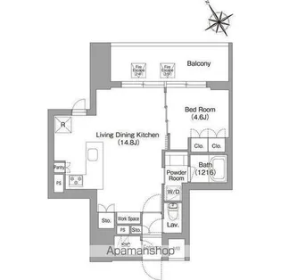 バウスフラッツ蔵前【2階】の間取り