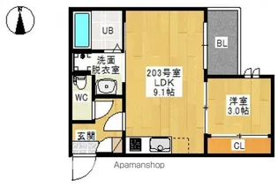 REGALEST GLORY 煌(グローリーキラメキ)【203号室号室】の間取り