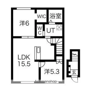 ATEENA OASA A・B【B201号室】の間取り