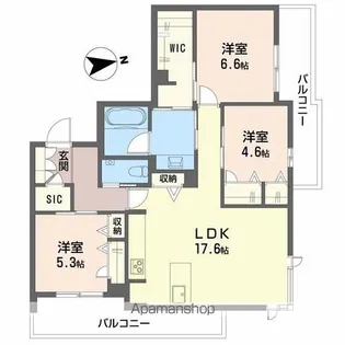 ザ・パークサイド上八【4階】の間取り