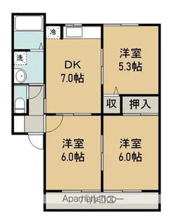 クレオール宇多津Ⅰ【201号室】の間取り