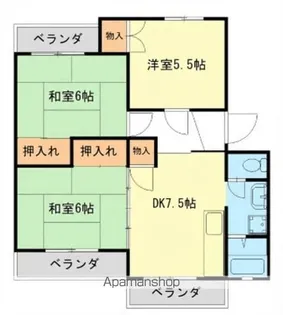 ベルメゾン坂口【202号室】の間取り