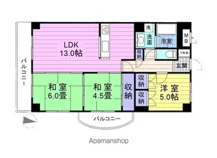 高砂関弐番館【905号室】の間取り