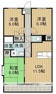 クレセント三ツ木【1階】の間取り