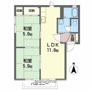 ユーロディアスASAKA A【1階】の間取り