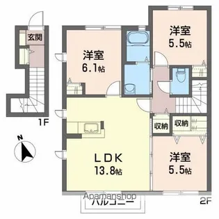 シャーメゾン館向A【2階】の間取り