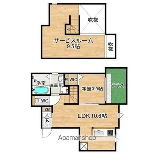 DREAMSTAGECANAL和白【103号室】の間取り