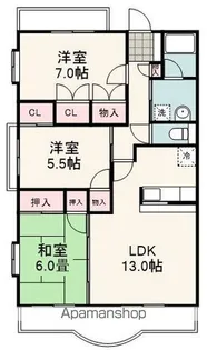 エムサンコート【405号室】の間取り