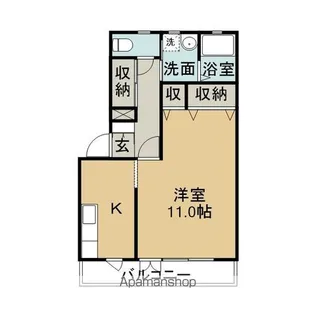 リバートゥルース大沢ⅡG棟【102号室】の間取り