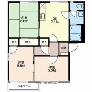 グリーンパームやま【A201号室】の間取り