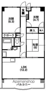 ビューハイツクラタⅡ【2階】の間取り